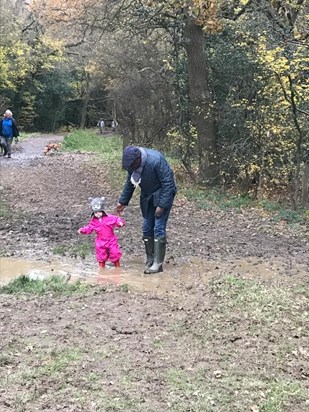 Ever the gentleman helping the little ones through puddles