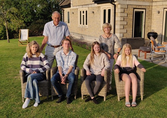 With the grandchild (Isobel, Henry, Emmie and Tilly) in the Cotswolds, 2021