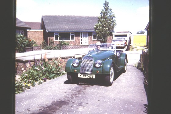 Mike in his Morgan Plus 4, 1973