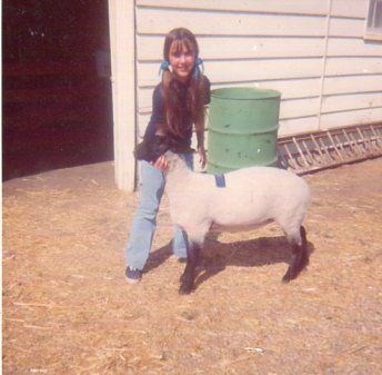 Robyn with Scarlet the Prize-winning Sheep - August 1973