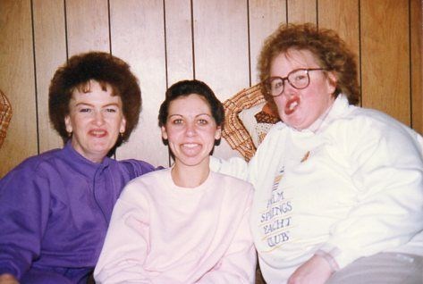Being goofy with aunts Kathleen and Carol - Christmas 1991