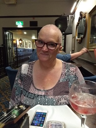 Teresa after her brave headshave, September 2018