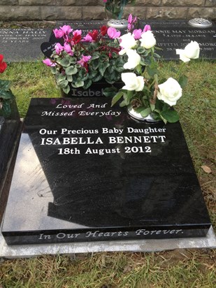 Isabella's memorial stone laid 28th Sept 2012