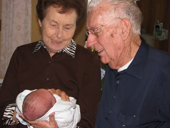 Nana, Grandpa, newborn Greyson (Nana was there for his birth)