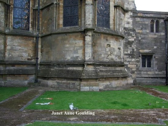 Janet's resting place at Lincoln Cathedral