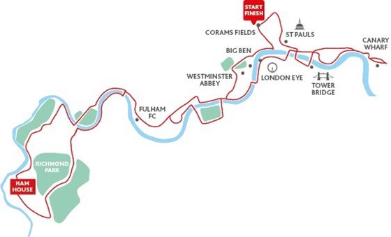 2014 London Bikeathon 52 mile route