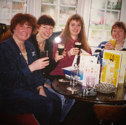 Rosemary, Linda, Claire and Sherryl celebrating Claire:s 40th