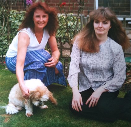 Rosemary and Claire with Toby. We loved that dog so much ??