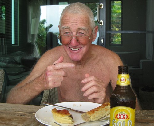 dad eating sausage roll  (2)