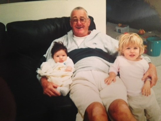 Dad with Finn and Tilda on sofa 