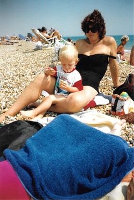 Kim Beach Ready with Owen on Southsea Beach