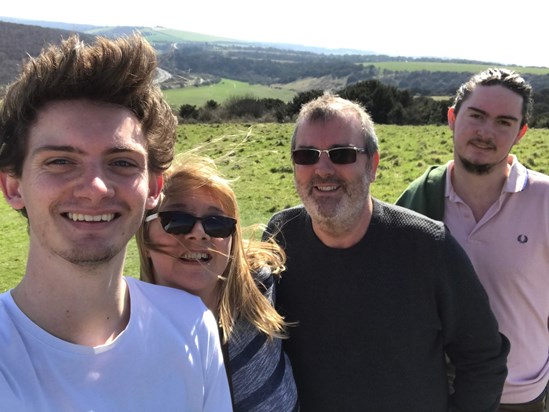 The Harris family on a Mother's Day walk at Butser Hill, 2017