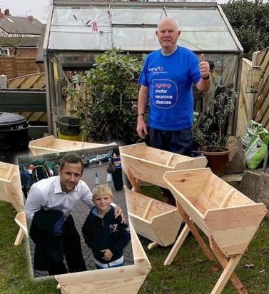 “This picture is the main reason I got involved raising money. The picture shows what a lovely man Rob is, he always spares time for people”. Since October, Stephen has made 150 wooden planters and sold them to raise £3,500 for the Association. 