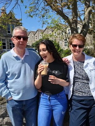 Emma with her grandparents.