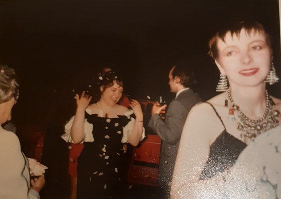 Wedding guest at the evening reception 1990