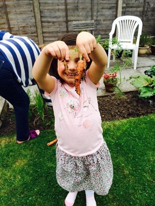 Growing carrots, tomatoes & cucumber with her nana x