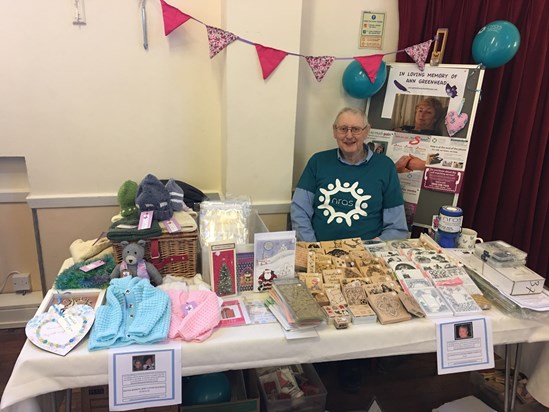Dad proudly sitting at Mum's stall, Dad worked really hard on preparing for this event, well done Dad Love you loads xxx