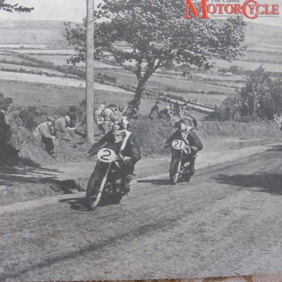 Don (21) on his way to 8th in the Senior TT 1950