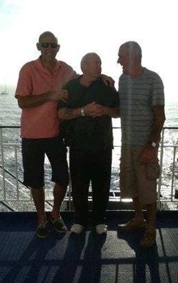 On the Isle of Wight ferry having a laugh with my brother in laws, Rog and Paul 