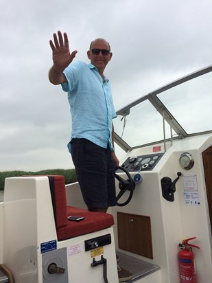 On the Norfolk Broads….Captain of the boat.