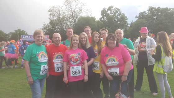 Raising money for Dad at Southends Twilight  Colourthon walking 6.2 niles on saturday 2nd july 2016