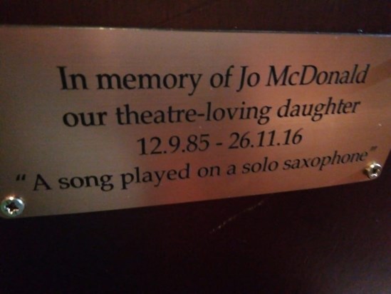 Jo's seat in the Playhouse theatre