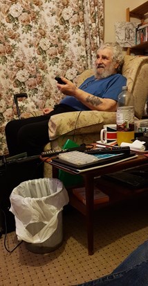 Dad relaxing and being waited on
