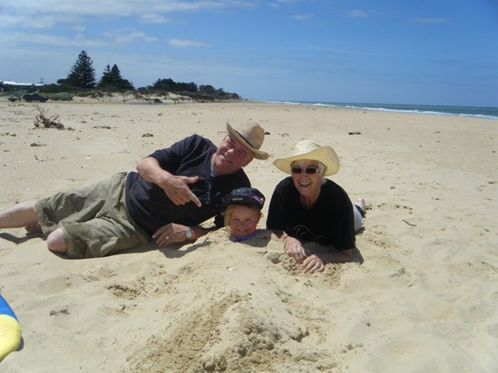 Family day at the beach in Australia
