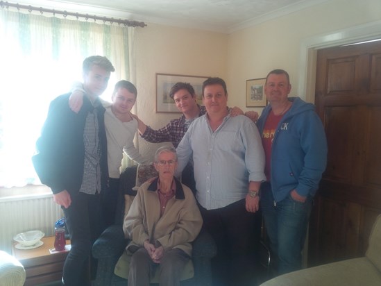 Alan with his sons and some of his grandsons near the end