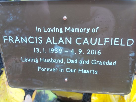 Plaque over Dad's ashes at Woking Crematorium - Dec.'16