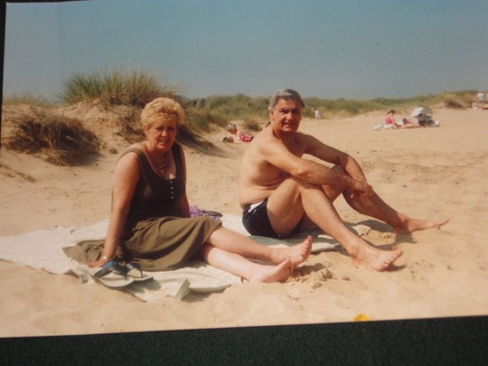 Mum & Dad on a beach in Yarmouth.