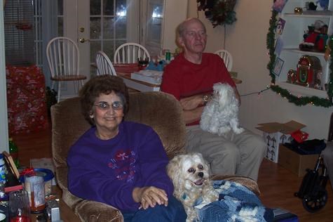 Mom, Dad, and her faithful dog Annie
