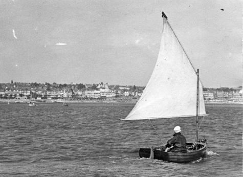 John sailing 'Pippin' wearing U-Boat Captain's Cap