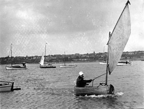 John sailing Pippin off Leigh-on-sea 1952