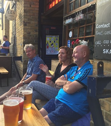 Gemma, Gareth and us on the Bermondsey Beer Mile 28th June 2019