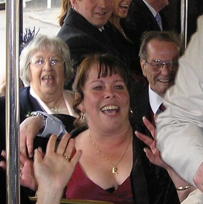 On the bus at Tracy's wedding 2