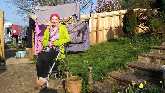 Grandma sunning in the garden
