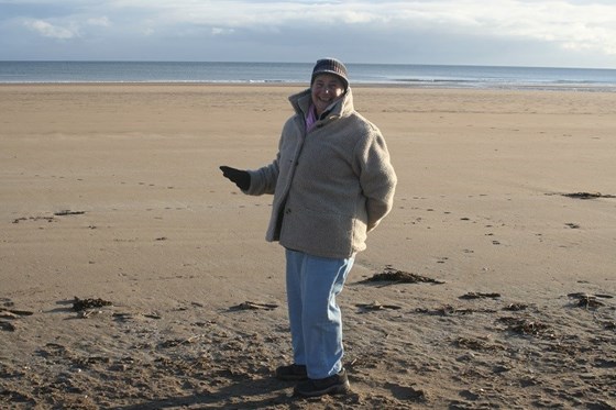 At Tentsmuir, Fife. How she loved a beach!