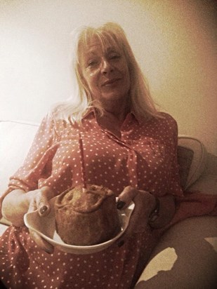 Mum with a pork pie cake! 