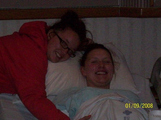 Josie and Danielle when josie was in labor with Kailynn Marie!