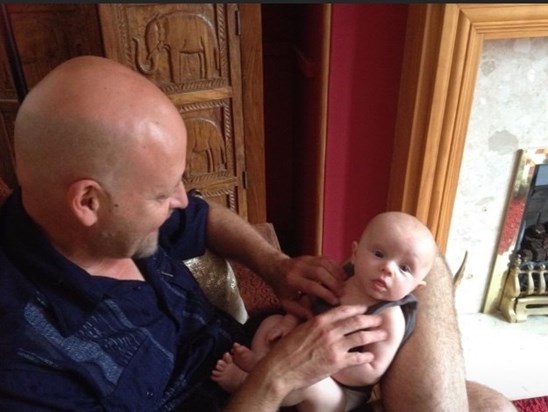 Dad (grandad) with my baby boy in 2016! Two baldies xx