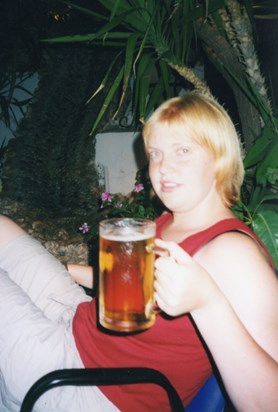 Sarah chillaxing with a beer