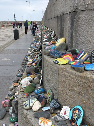 We put our stones with lots of others by the seaside, so we can remember Sarah especially every time we go.