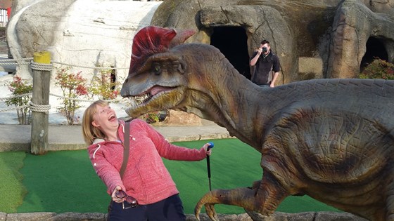 Action shot from when Sarah won the crazy golf