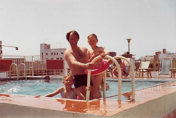 Swimming with daughters Spain 1973