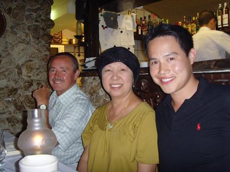 Choo, Geoff & Chris enjoying a meal in France