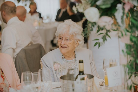 Joan at granddaughter Natalie's wedding