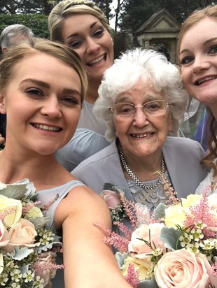 Joan with granddaughters Natalie, Hannah & Emma at Natalie's wedding