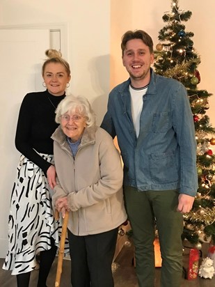 Joan with granddaughter Emma and Emma's partner Duncan