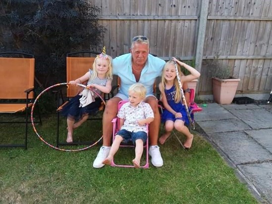 Pete with Grandchildren Zoe,Amy & Sean